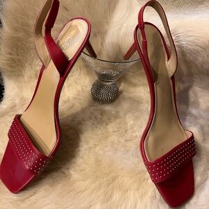 Michael Kors Red Leather 2 1/2” Heels  sz 9.5M